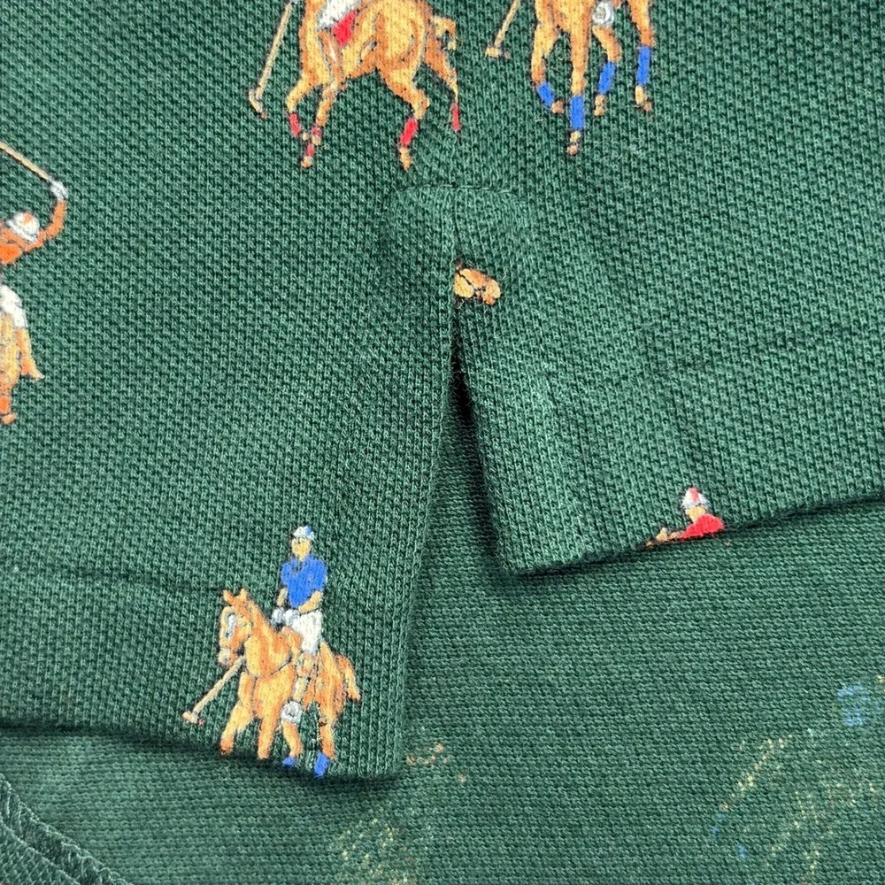 Polo Ralph Lauren Mesh Polo Shirt Mens XL Green Allover Pony Embroidery NWT